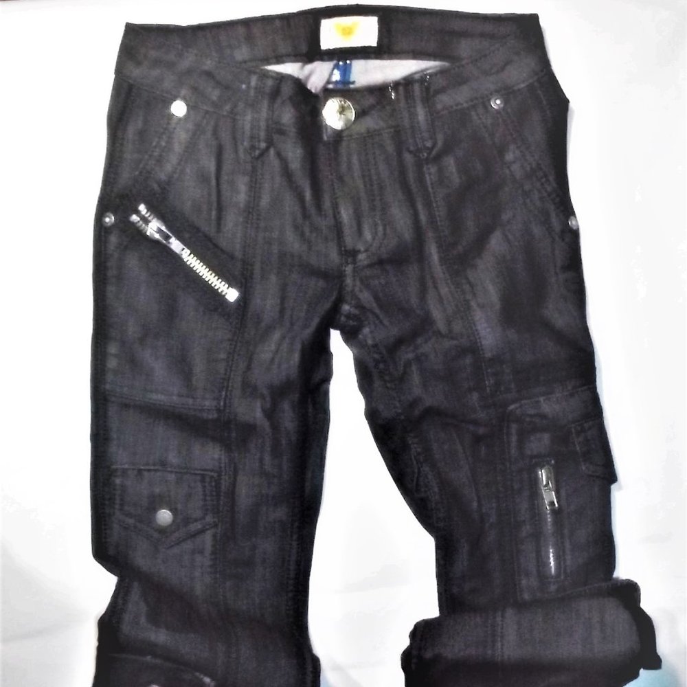 Antik Denim Black Embellished Carpenter Jeans